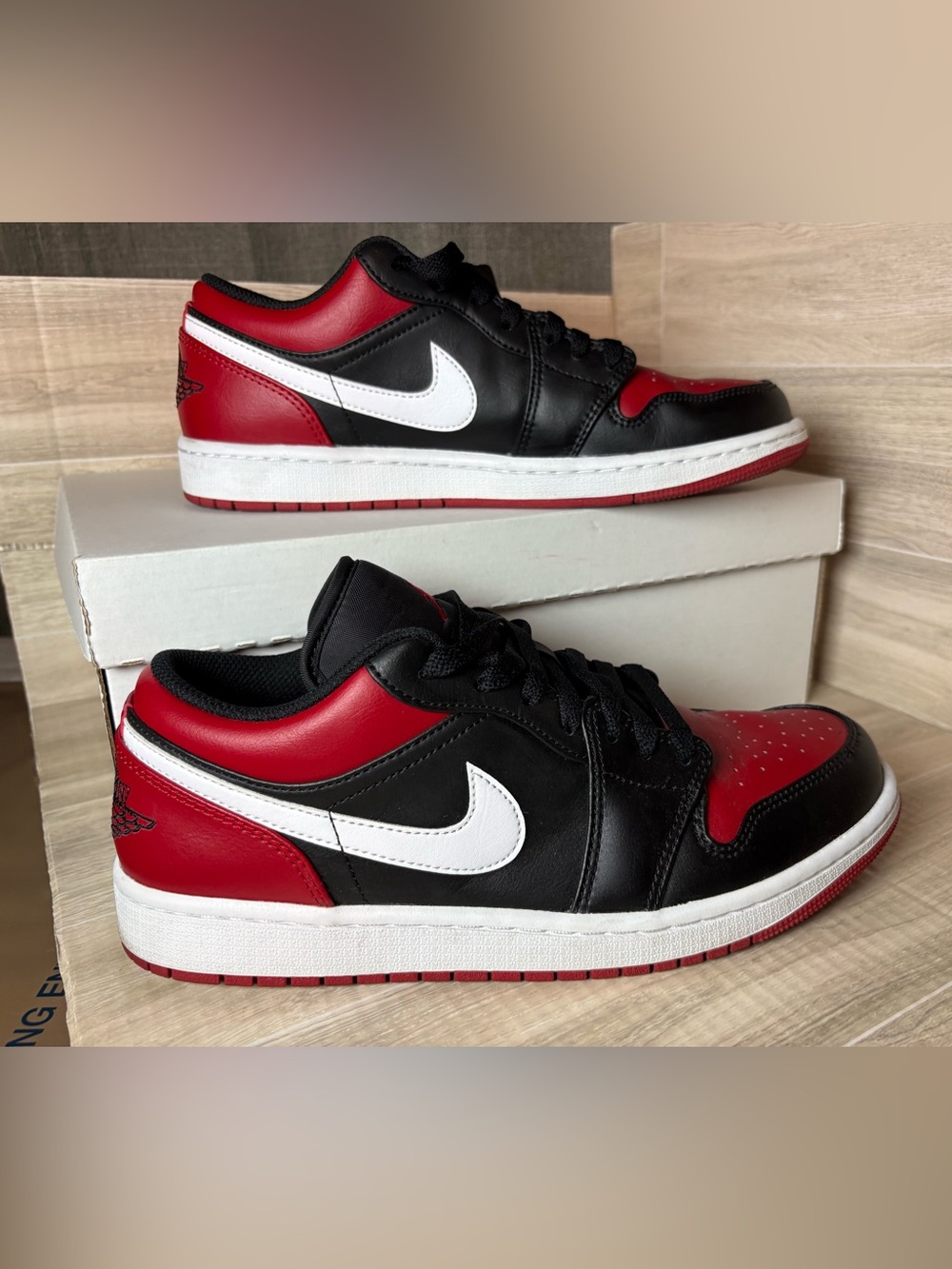 Air Jordan 1 Low 'Alternate Bred Toe' Black Gym Red Men's Shoes | 553558-066 EUC